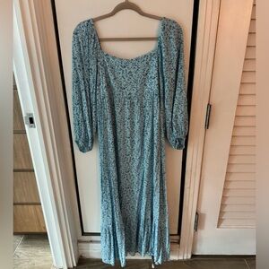 Blue Floral Maternity Dress